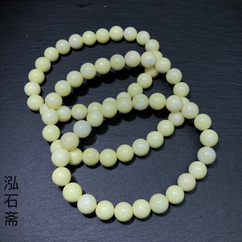 F559 天然菜花玉手链8mm嫩色原矿玉化料大颗粒单圈手串情侣礼物