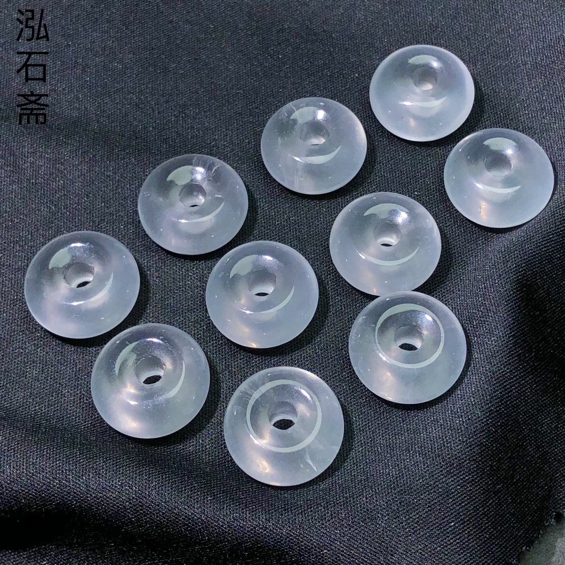 1A166天然白水晶平安面包扣圈吊坠冰透约18mm圆环diy配件净化编绳