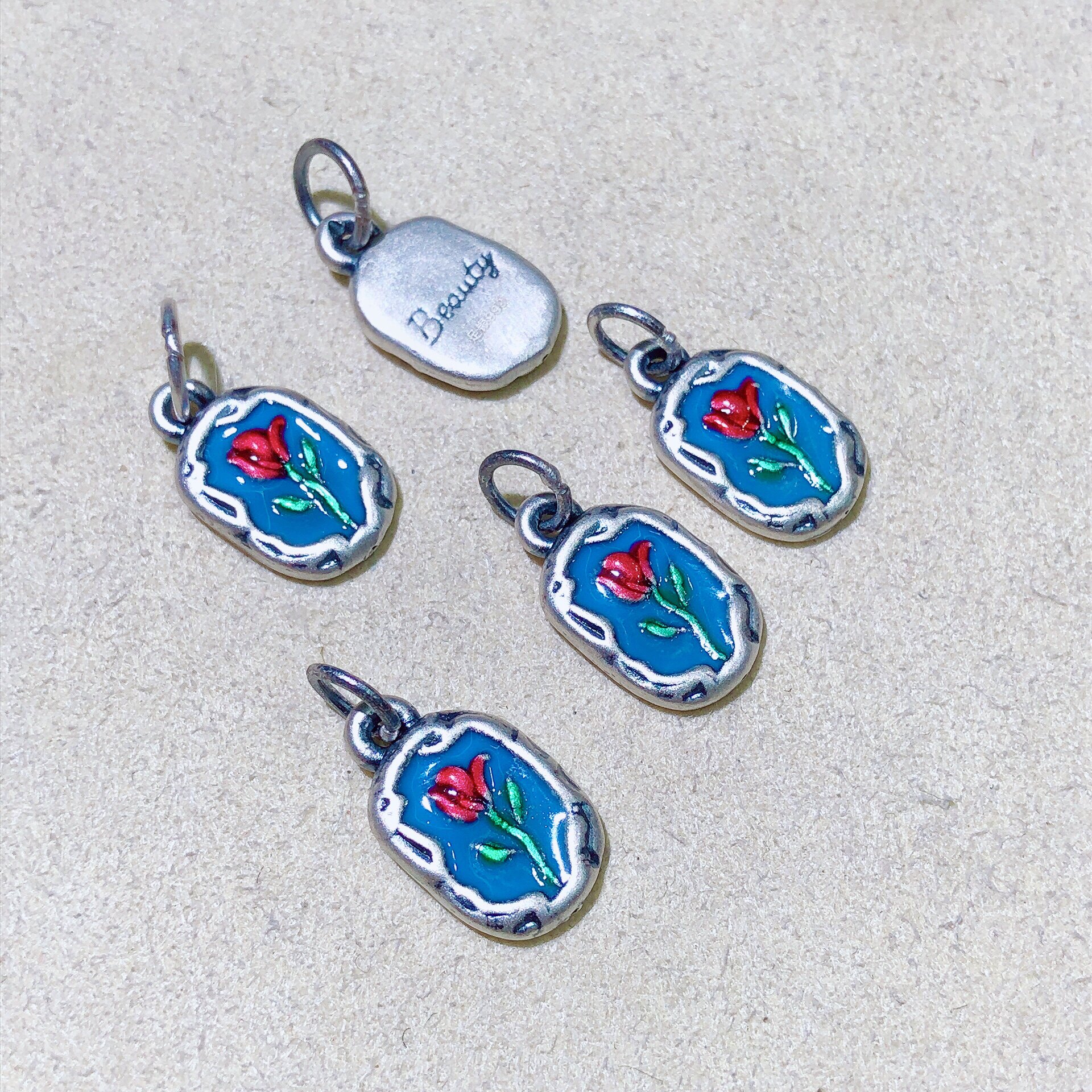 泓石斋 足银999烤蓝玫瑰花小无事牌滴流配件配饰手工diy手链佛串