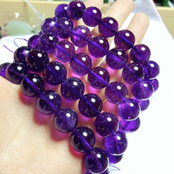 天然紫水晶手链高货紫罗兰晶体好