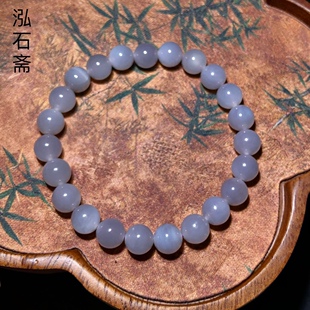 CC0253 天然和田玉烟紫手链串冰美人乾坤玉单圈约8mm女青海料