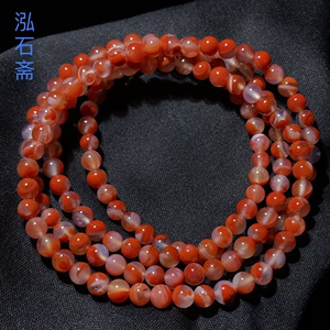 1A367天然南红玛瑙多圈手链串冰飘火焰纹5-6mm佛珠串荔枝冻锁骨链