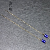 OO0151 天然青金石耳线桶珠帝王青4mm老料耳饰礼物女