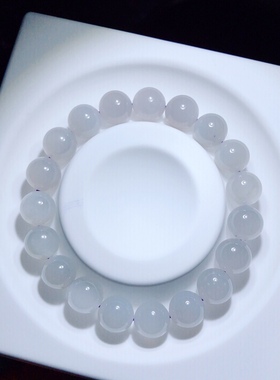 V957 天然和田玉冰美人手链10mm单圈手串冰烟灰高冰首饰手串单圈