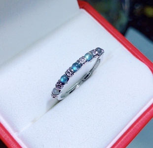 DD0710 天然月光石戒指小灯泡蓝光灰月光拉长石指环戒圈活口