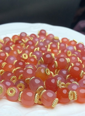 T690 天然粉盐源玛瑙通孔配件隔珠散珠约10mm散珠耳坠配饰