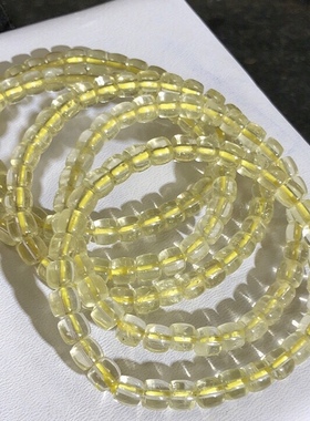 53A100 天然黄水晶直切手链柠檬黄6mm极限弧冰透单圈男女款首饰