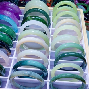 DD0336 天然和田玉手镯黄口鸡油黄一物一图藕粉翡翠玉镯妈妈镯