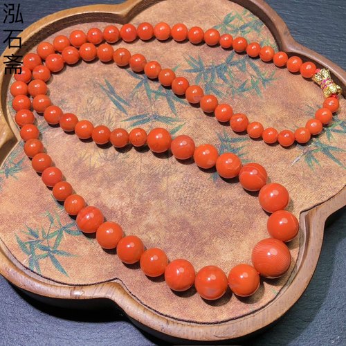 WW0585天然南红玛瑙塔链5-12mm柿子红满色满肉圆珠锁骨链项链送袋