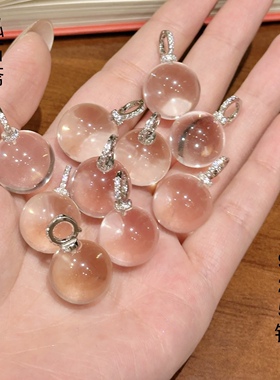 15A367 天然白水晶球吊坠双A全净体s925银女挂件转运珠约15mm现货