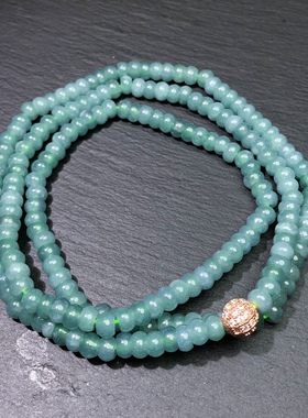 ZZ0809 天然A货翡翠蓝水三圈手链算盘珠多圈手串5mm情侣礼物