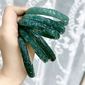 天然a货翡翠手镯蓝水雕花凤穿牡