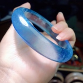 天然海蓝宝手镯变态蓝玻璃体魔鬼蓝宽版 高货宝石手镯 正装