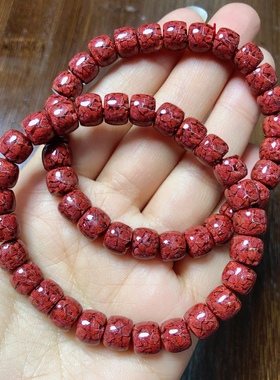 Q202泓石斋 晶体砂朱砂手链红色手串本命年朱砂颗粒原石老型珠