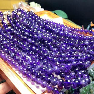 J059天然紫水晶项链妈妈链8mm九子离火锁骨链