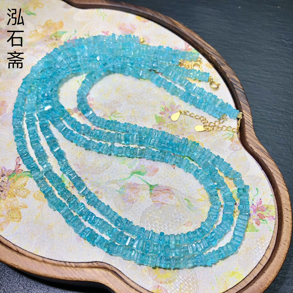 C427天然蓝磷灰石项链方糖碎碎平安锁骨链约4-5mm碎银子珠宝/钻石/翡翠颈饰原图主图