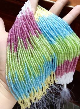 P305 天然彩色宝石半成品彩虹2mm渐变仙女欧泊橄榄石碧玺串珠散珠