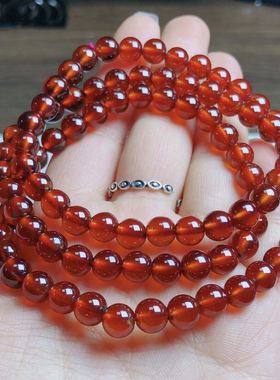 Q183天然橙色石榴石手链多圈女款女人石