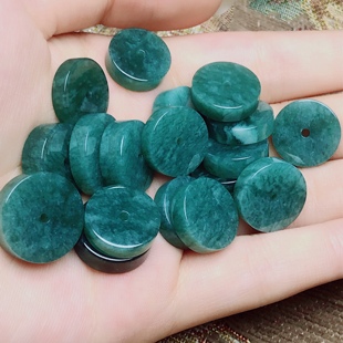 Y676 吊坠翡翠和氏璧锁骨链配件礼物 天然A货翡翠平安扣蓝水厚款