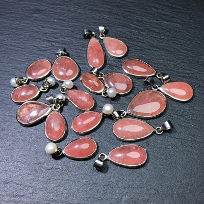 ZZ0693 天然阿根廷红纹石水滴吊坠s925银17-22mm冰种民族风礼物