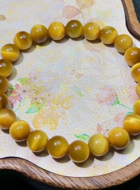 QQ0888 天然虎眼石手链串闪电眼单圈8mm吸金男女首饰礼物