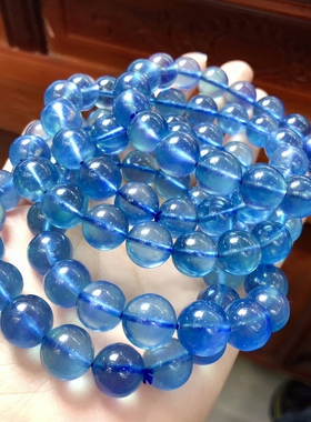 P430 天然海蓝宝手链女天然魔鬼蓝多种猫眼手串水晶男女款11/12mm