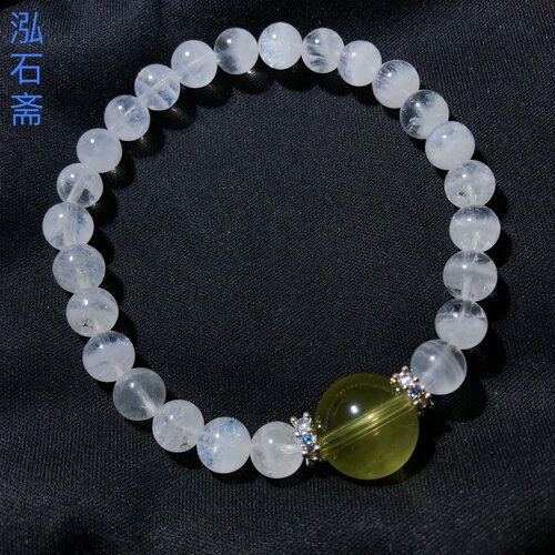 2A109 天然白幽灵手链串原创星光黄水晶6-12mm千层聚宝盆首饰