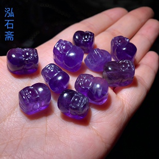 15mm乌拉圭深紫浅紫配饰diy手工 ZZ0557天然紫水晶通孔貔貅配件14