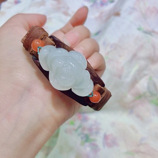 AA0061 天然和田玉羊脂白玉莲花手腕牌23/35mm白玉手牌手表多用