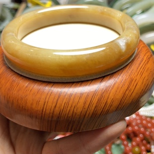 R079 天然和田玉糖料手镯宽版黄金糖59mm新疆料