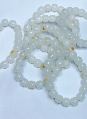 S016 天然和田玉羊脂白玉手链单圈约11-12mm手链手串单圈黄沁皮