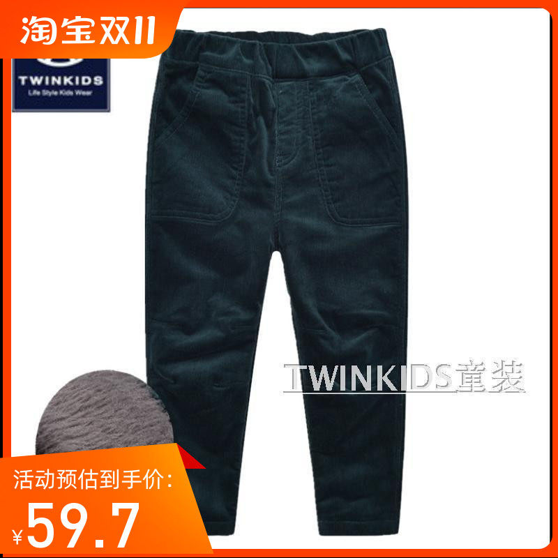 TWINKIDS韩国小木马童装冬装新款儿童男女童灯芯绒裤子中腰长裤