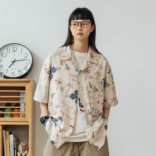 714street慵懒风花卉夏威夷短袖衬衫男女ins潮夏季设计感小众衬衣