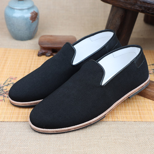 新款相巾休闲风牛皮底老北京布鞋