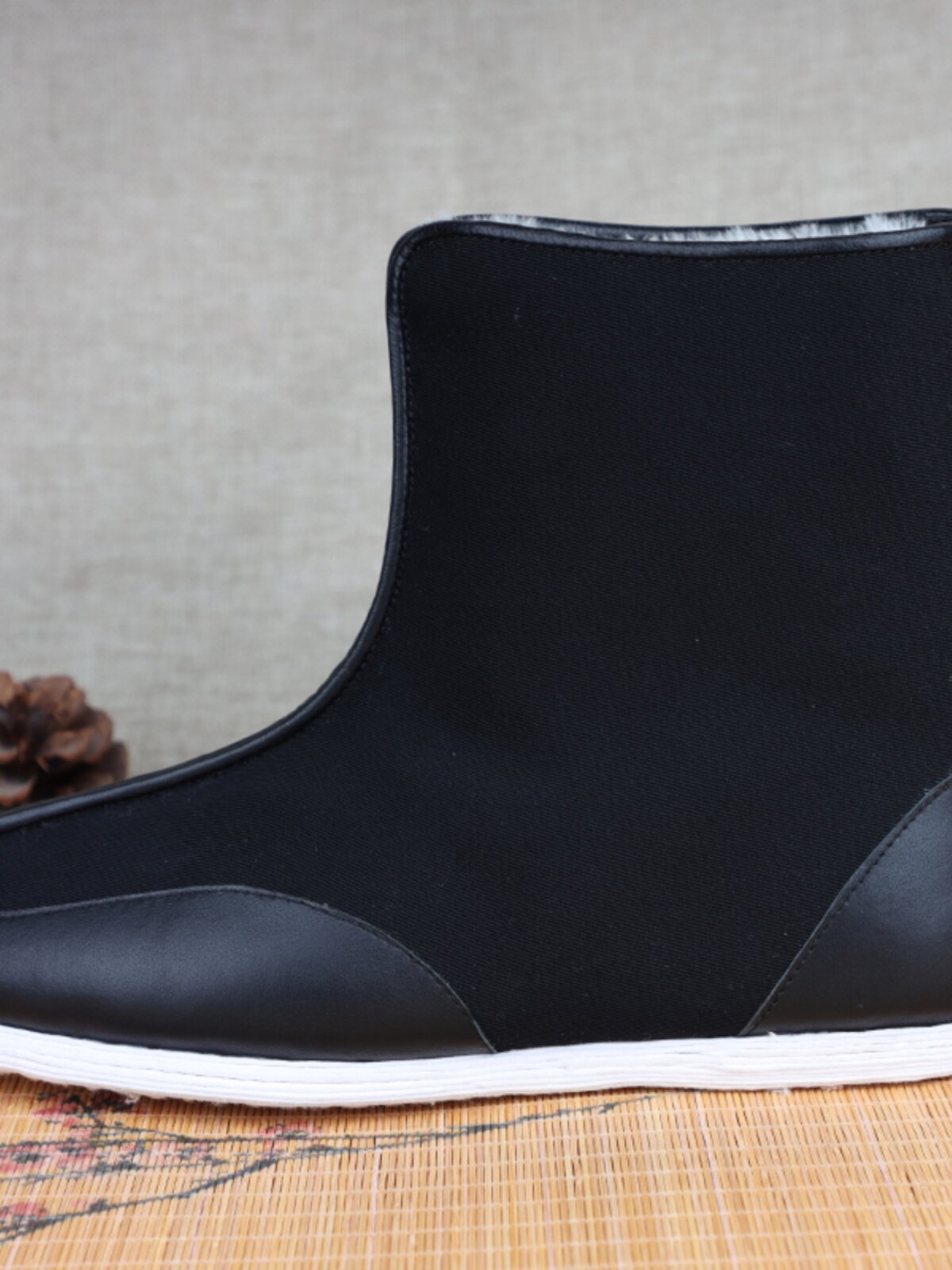 OLD BEIJING COTTON SHOES MENS WINTER VELVET THICKENED ZIPPER ZIPPER WOOL HIGH-TOP MENS COTTON SHOES HANDMADE MILLE-FEUILLE BOTTOM