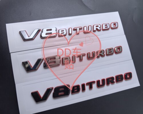 适用于新款奔驰v8BITURBO钨钢色侧标 双色车身贴标车标