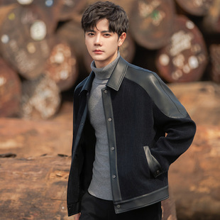 高级感夹克男士皮衣2025新款春秋季痞帅休闲短款加厚外套上衣冬装