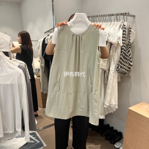 圆领拉链口袋背心裙连衣裙