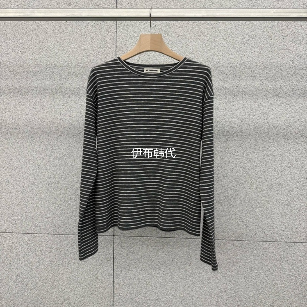 圆领休闲条纹长袖打底T恤