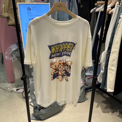 圆领休闲卡通小熊宽松短袖T恤女