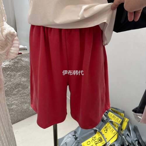 松紧腰纯色休闲卫裤短裤女