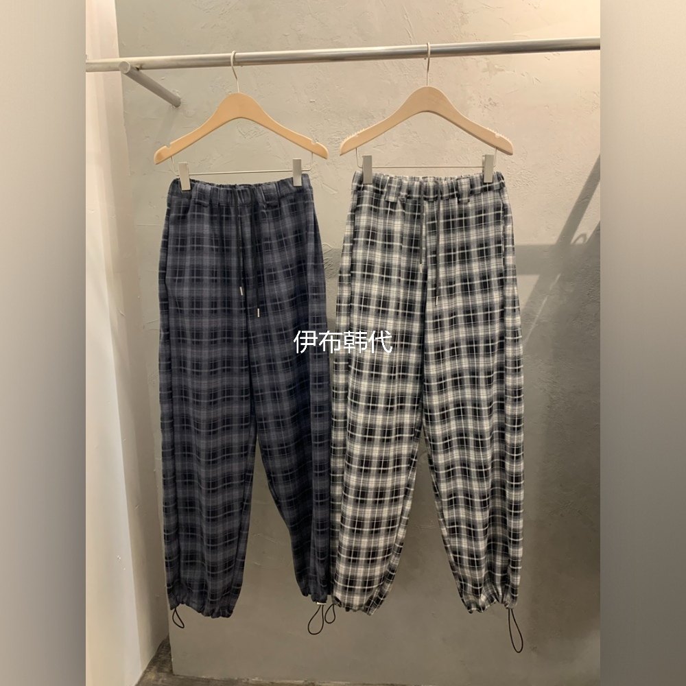 MOSAIC韩国东大门正品代购26春款 松紧腰棉质格子裤脚抽绳长裤,女装/女士精品,休闲裤,淘宝优惠券,粉丝福利购,淘宝优惠卷