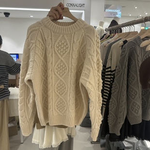 CONNAUGHT/DAILYJUD韩国东大门正品代购 复古菱形格毛衣针织衫