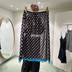 26春 松紧腰波点彩色裙摆点点半裙长裙 HALL韩国东大门代购 JERRY