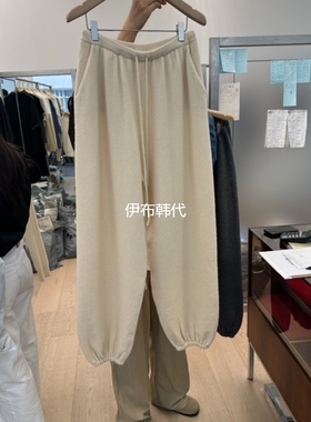 LTMS韩国东大门正品代购25秋款 松紧纯色抽绳束脚宽松针织裤毛裤