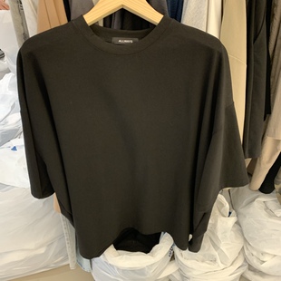 ALLWAYS韩国东大门正品代购夏 圆领基础纯色开叉宽松T恤男女同款