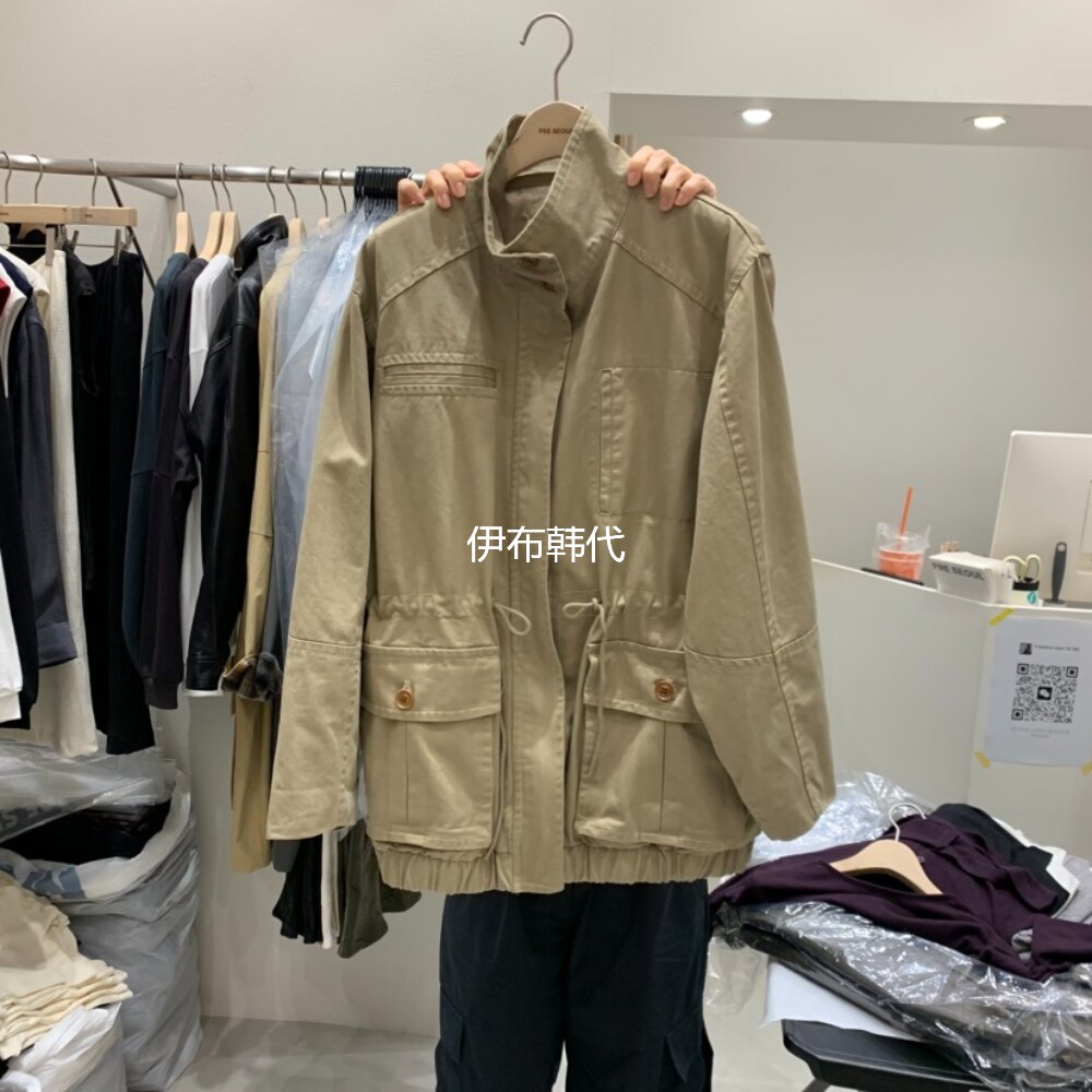 FRE韩国东大门正品代购26秋款 立领抽绳口袋休闲时尚风衣外套