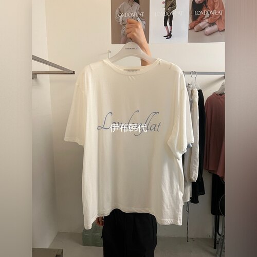 圆领休闲简约字母宽松短袖T恤