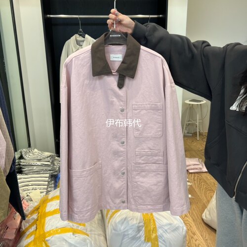 翻领休闲多口袋宽松风衣外套