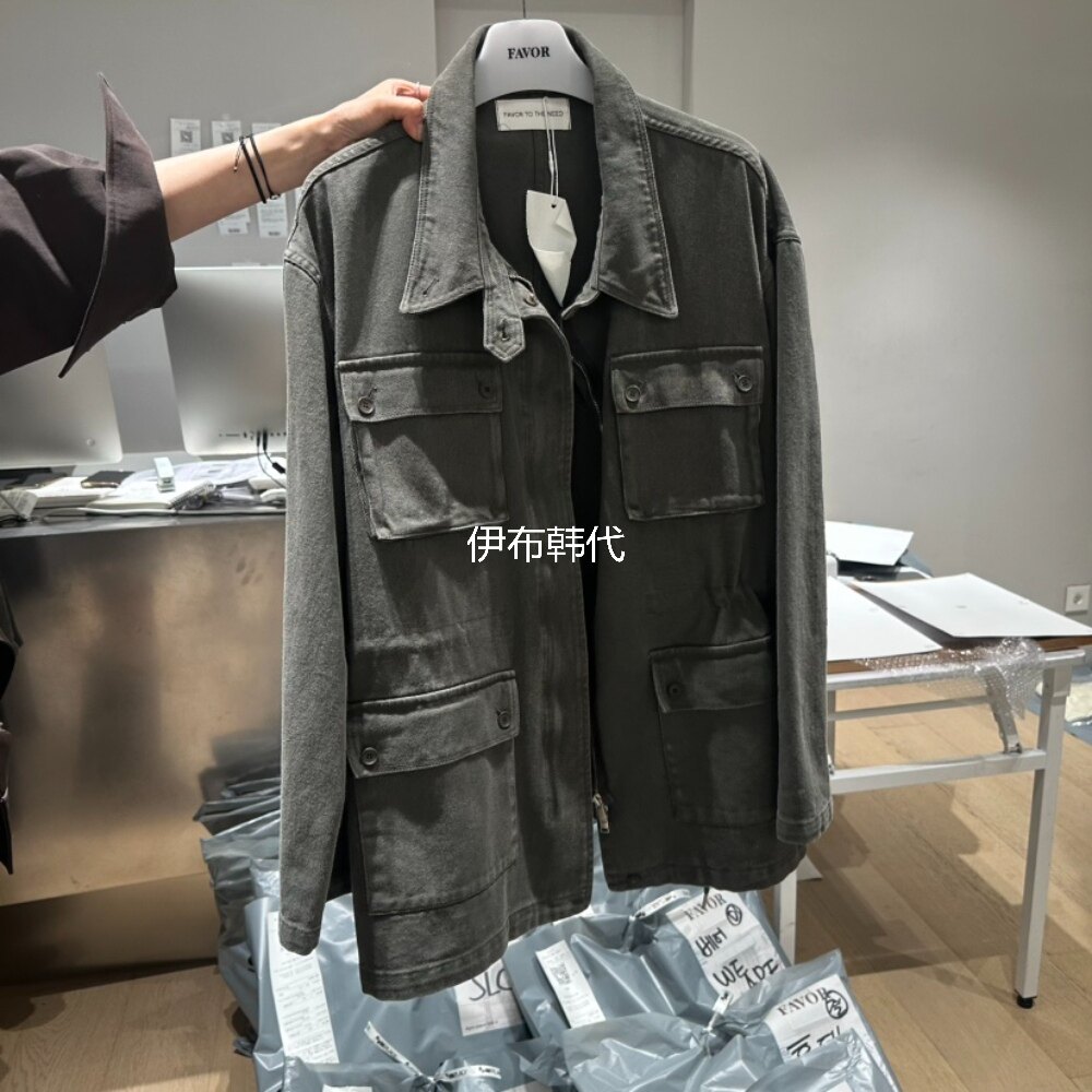 FAVOR韩国东大门正品代购26秋款 翻领休闲多口袋工装风衣大衣外套